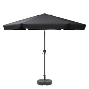 CorLiving Black Round 10ft Fabric Tilting Market Patio Umbrella with Round Base - Picture 1 of 18