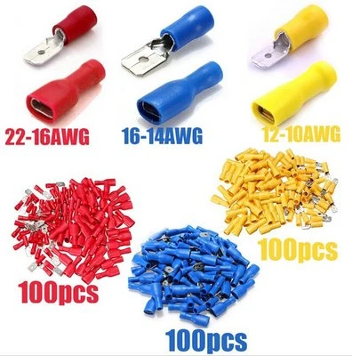 300pcs Fully Female&Male Insulated Spade Electrical Crimp Connector  22-10AWG - Image 1 of 4