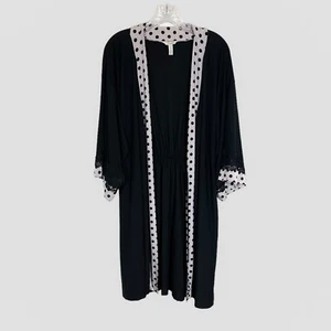 Accappatoio SOMA taglia S/M nero con bordo rosa a pois lunghezza ginocchio maglia manica lunga usato in ottime condizioni - Foto 1 di 6