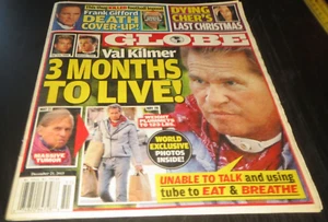 Globe Tabloid $4.99, 12-21-15 Val Kilmer, Cher, Frank Giffiord 2015 clean - Picture 1 of 6