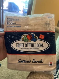 Vintage Sealed 1989 Fruit of The Loom Boxer Shorts XL 42-44 3 Pack Made In USA - Picture 1 of 3