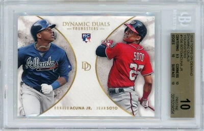 2018 TOPPS DYNAMIC DUALS #YG6 SOTO / ACUNA JR - BGS PRISTINE 10 - PR ONLY 700! - Image 1 of 2