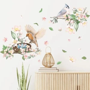 Wall Sticker Flower Decal Birds Tree Branch Vinyl Mural Art Bedroom Home Decor - Picture 1 of 6