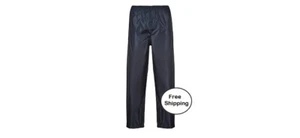 PORTWEST Mens Classic Rain Pants Poly/PVC - NAVY Wet Weather + FREE 20 pens - Picture 1 of 4
