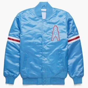 Chaqueta de satén azul cielo Houston Oilers NFL chaqueta Letterman para hombre chaqueta universitaria - Imagen 1 de 5