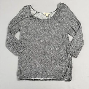 Michael Michael Kors Top Women Small S Black White Herringbone Soft Flowy Blouse - Picture 1 of 19