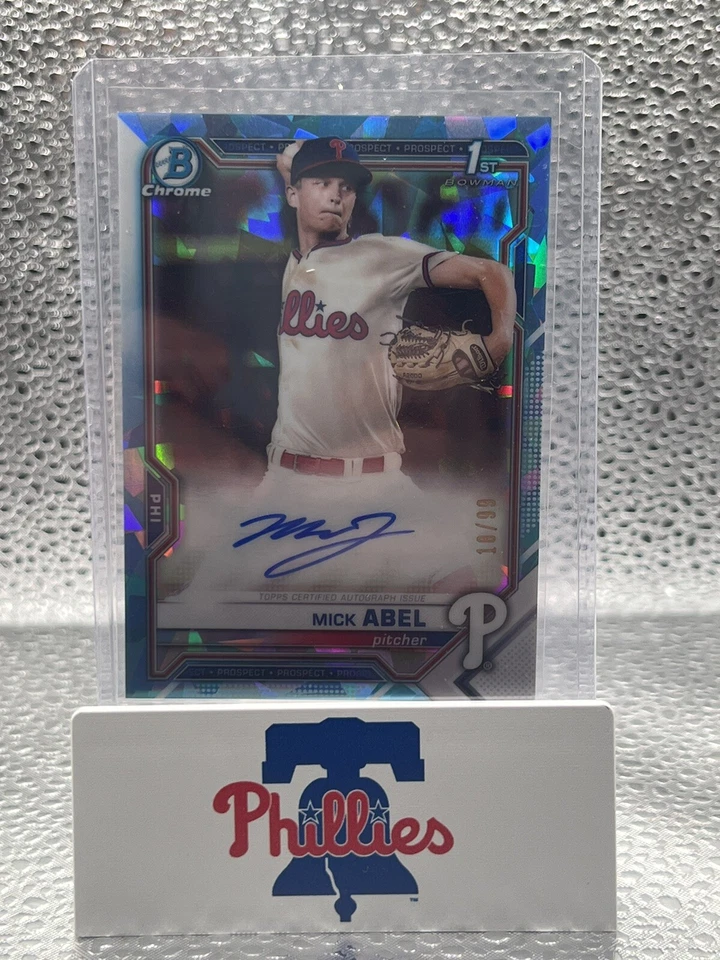 2021 Bowman Chrome AQUA AUTO  Refractor MICK ABEL SAPPHIRE Phillies 44/99 - Image 1 of 1
