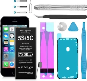 Battery for iPhone 5S 5C Upgraded 7200mAh Ultra High Capacity Li Polymer - Picture 1 of 7
