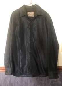 Bruno New York Shirt Men's L Black Striped Long Sleeve Button Up Shirt - Picture 1 of 4