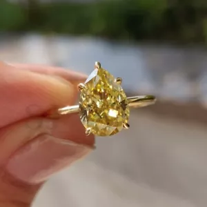 RARE 9.30 Ct Certified Treated Champagne Diamond Solitaire Ring in 925 Silver. - Picture 1 of 7