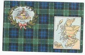 Scotland Map Coat of Arms Badge Laurel Vintage Postcard - Picture 1 of 2