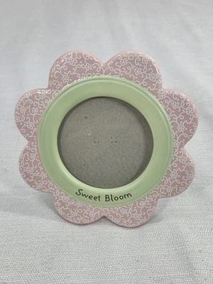 Marco de fotos Hallmark Sweet Bloom rosa verde flor floral cerámica bebé niña Foto 1 de 4