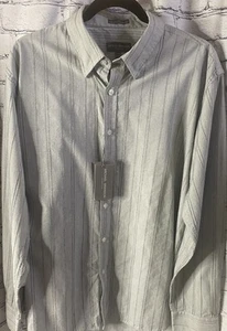 Michael Brandon Shirt Mens XL (17-17.5) Gray Stripe Button Up Casual Comfort NWT - Picture 1 of 4