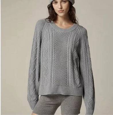 J. Suéter feminino Crew algodão malha cabo gola redonda XL cinza pescador cabine preppy - Imagem 1 de 4