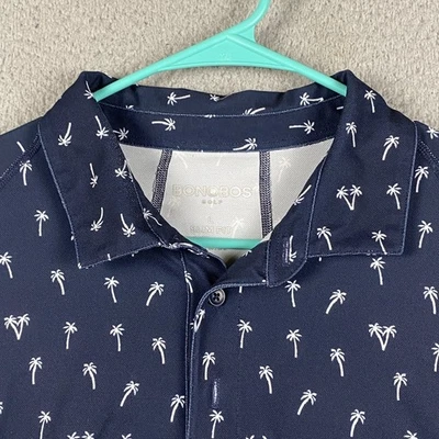 Bonobos Golf Slim Fit Polo Shirt Men's Large Blue Palm Tree Causal Preppy - Image 1 of 4