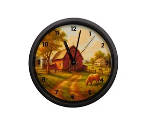 Farm Barn Wall Clock Farmhouse Decor Unique Gift Idea - Picture 1 of 3