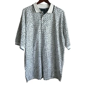 Greg Norman Mens Polo Shirt XL Navy Geometric Preppy Casual Office Travel NEW - Picture 1 of 13