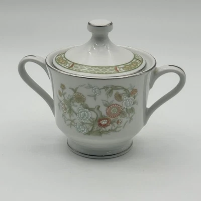 Mikasa Kabuki Azúcar Cuenco con Tapa Banda Verde Floral Asiático L9011 Foto 1 de 4