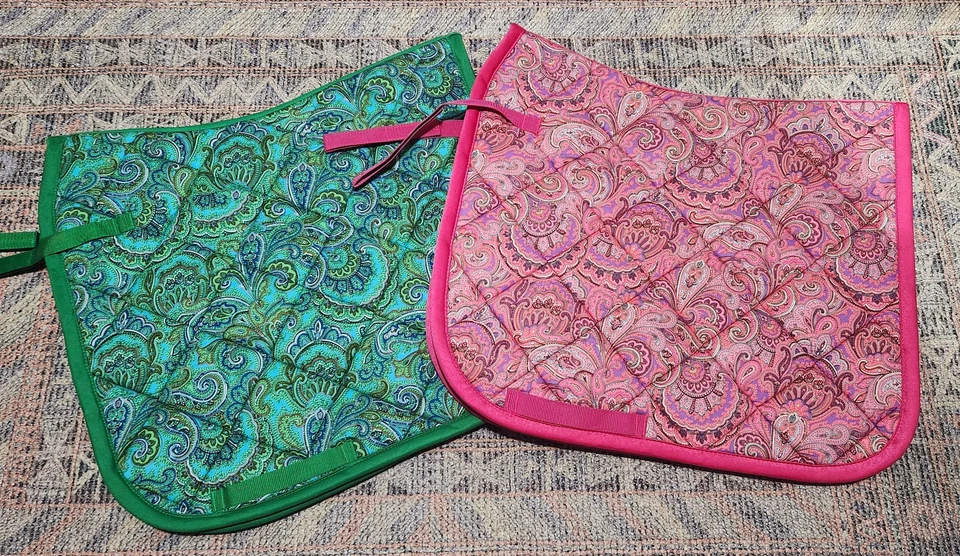HKM, paisley dressage pad, pink, green Full - Image 1 of 1