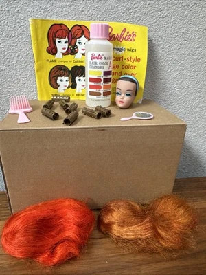 Pelucas mágicas Barbie Color 'N Curl Color 1964 vintage, cabeza de reina de moda y más Foto 1 de 4