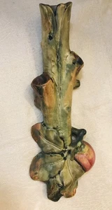 Vintage Baldin Weller Kunstkeramik Holzkunst Apfelbaum Wand Tasche Knospe Vase - Bild 1 von 12
