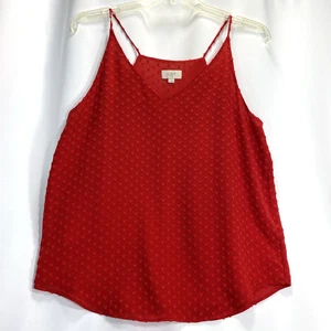 Loft Ann Taylor ärmellose rote Herz bestickt Träger Camisole Bluse Gr. L - Bild 1 von 5