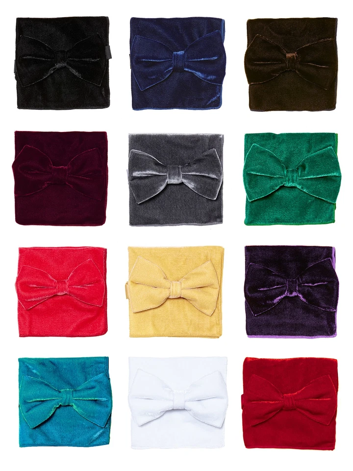 Juego de Pañuelos Pajarita Tela TERCIOPELO Colores Sólidos Pajarita Pañuelo Cuadrado de Bolsillo Foto 1 de 1