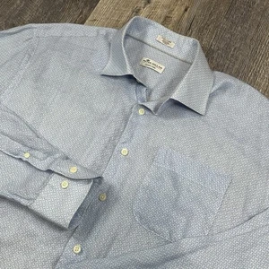 Peter Millar Crown Cool Button Up Shirt XL Blue Linen Long Sleeve Lighweight - Picture 1 of 9