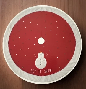 New Holiday Home Christmas Tree Skirt Collar Let it Snowman Red Fur Decor 48” - Picture 1 of 11