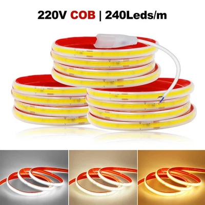 COB LED Streifen 230V Stripe Band Leiste Wasserdicht Innen Außen Lichtschlauch - Bild 1 von 4