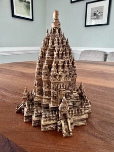 Vintage Prambanan Temple replica 8" oro e nero ornato più grande tempio indù - Foto 1 di 8