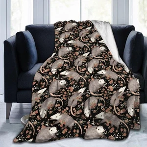 Opossum Blanket Possums Blanket Possum Gifts Black Throw Animal for Travellin... - Picture 1 of 7