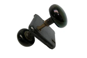 Black Porcelain Doorknob Door Knob Colonial Old Antique Hardware Parts Assembly - Picture 1 of 12