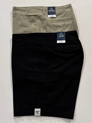 Pantalones cortos George de mezcla de algodón para hombre, 2 pares, talla 44” W, 9”/10” entrepierna, negro y tostado Foto 1 de 4