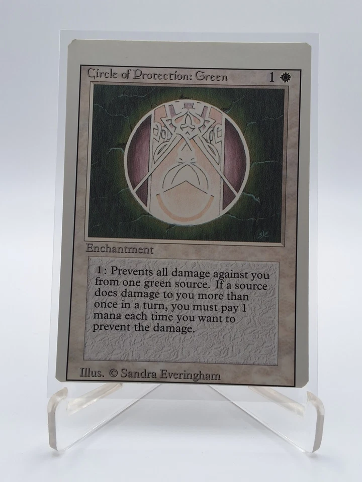CIRCLE OF PROTECTION GREEN 1994 Revised Edition magic: the gathering "ERROR" - Image 1 of 3