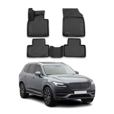 OMAC Floor Mats Liner for Volvo XC90 2016-2026 Black TPE All-Weather 4Pcs - Image 1 of 4