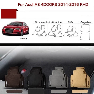 Full Set 1/2"Thick Solid Nylon Interior Floor Carpet Mats For RHD Audi A3 14-16 - Image 1 of 4