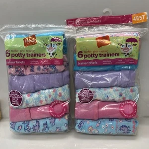 2X Hanes 4T 5T Trainer Briefs for Girls Moisture Absorbent 6 Pack,1 Pack is Open - Picture 1 of 3