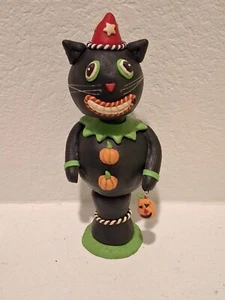  Halloween Black Cat Bobblehead Wobble Pumpkin Nodder Figure - Picture 1 of 8