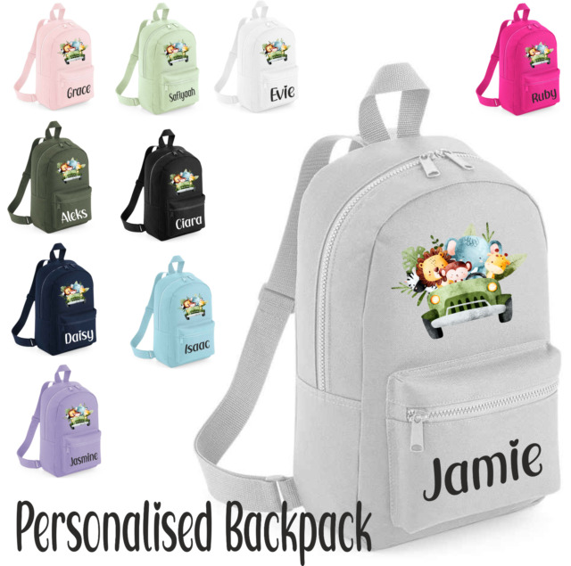 Comprar mochila niño niña personalizada nombre safari