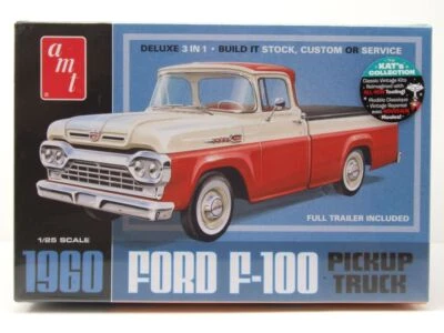 Ford F-100 Pick Up 1960 Con Trailer Rimorchio Kit Modellismo Plastica 1:25 A - Immagine 1 di 4