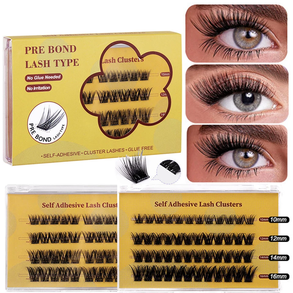 MARKENLOS Kleber-Freies Cluster Lashes Extensions Selbstklebende Falsche Wimpern B↓ ↑