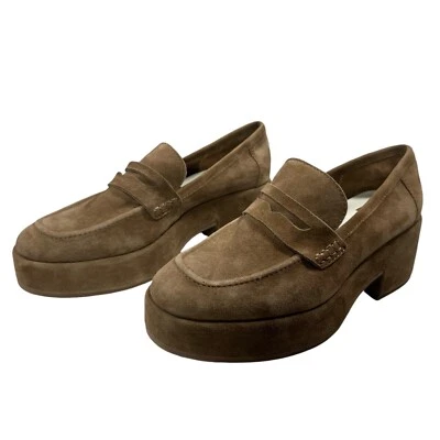 Mocasín Dolce Vita Yanni Plataforma Penny Mujer Marrón Gamuza Cuero Tacón Grueso Foto 1 de 4