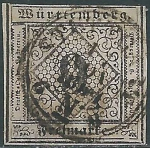 1851-52 GERMANIA ANTICHI STATI WURTTEMBERG USATO 9 K - RB46-8 - Imagen 1 de 1