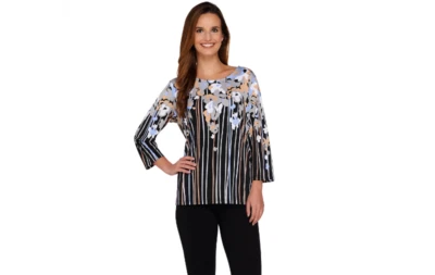 Top Jersey Tejido Manga 3/4 Estampado Floral Bob Mackie's Neutro Multi S A254135 Foto 1 de 2