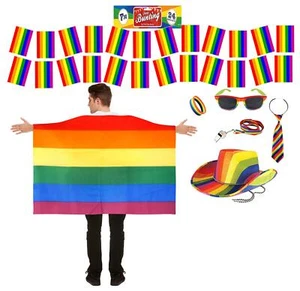 Adults Rainbow Gay Pride March LGBTQ+ Festival Carnival 7 Piece Fancy Dresss Kit - Picture 1 of 1