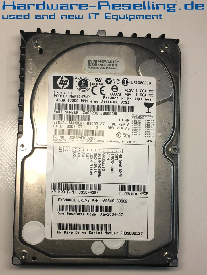 HP 146GB 10k SCSI MAP3147NP 0950-4384 CA06200-B86600HL 3,5" HDD - Bild 1 von 1