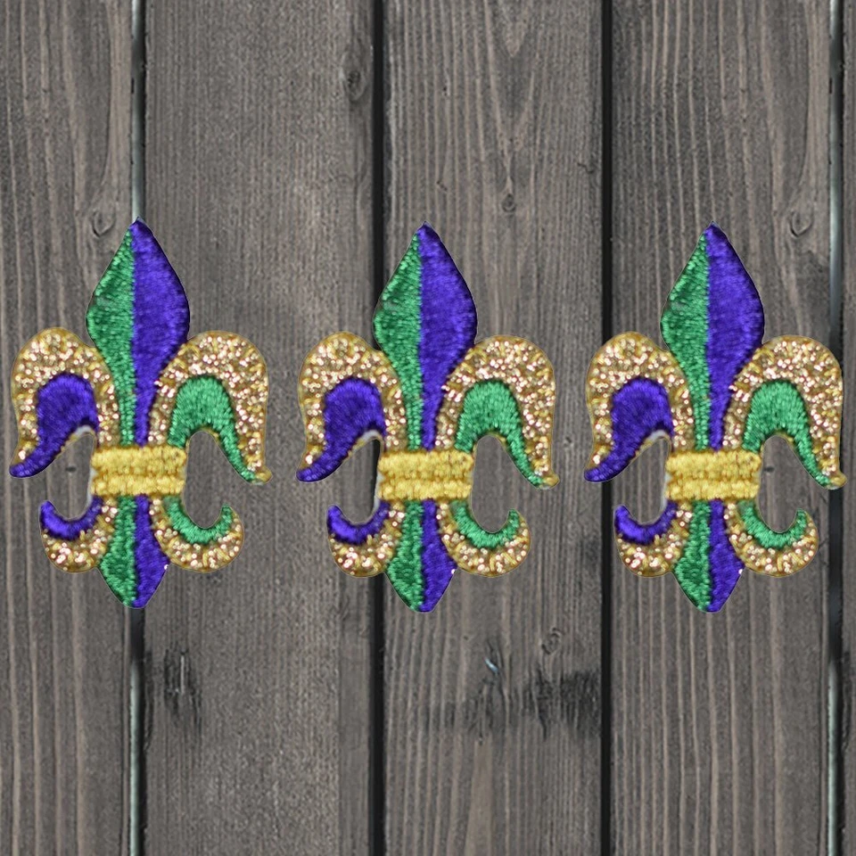 Fleur De Lis Embroidered Patch — 3-Pack — Iron On - Image 1 of 1