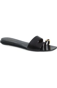 Tory Burch Women's Pierced Leather Slides, Perfect Black/Gold - Imagen 1 de 2