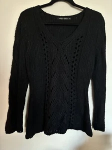 Suéter Bisou D'eve Negro Profundo Estilo Crochet Tejido Abierto Mangas Largas Talla M/L - Imagen 1 de 13